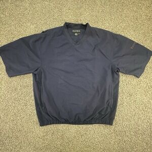 Footjoy FJ Golf Windbreaker Vest Mens Large Navy‎ Blue Pullover Sweater Pockets